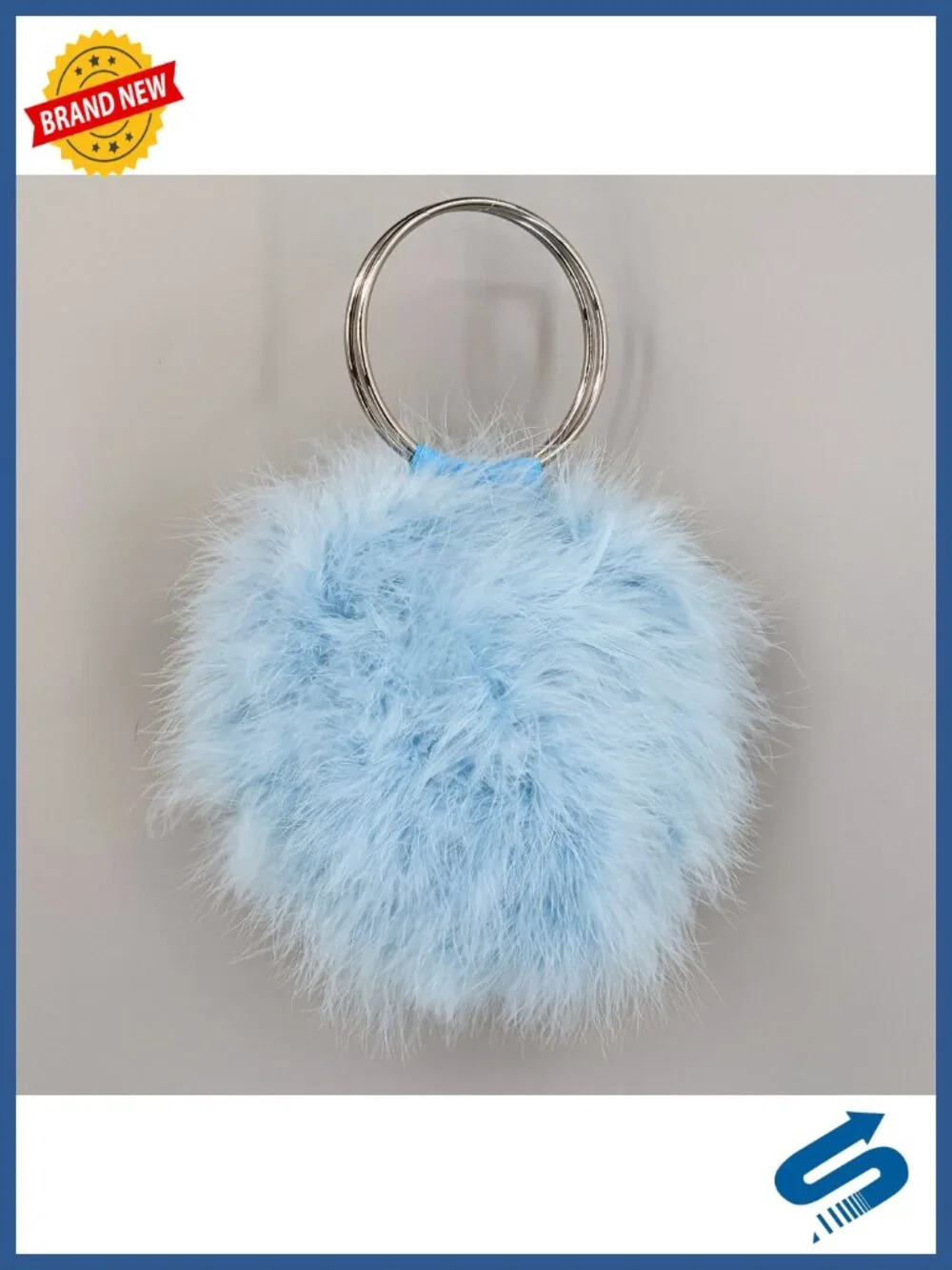 Feather Furry Round Clutch Evening Handbag Cute Mini Purse